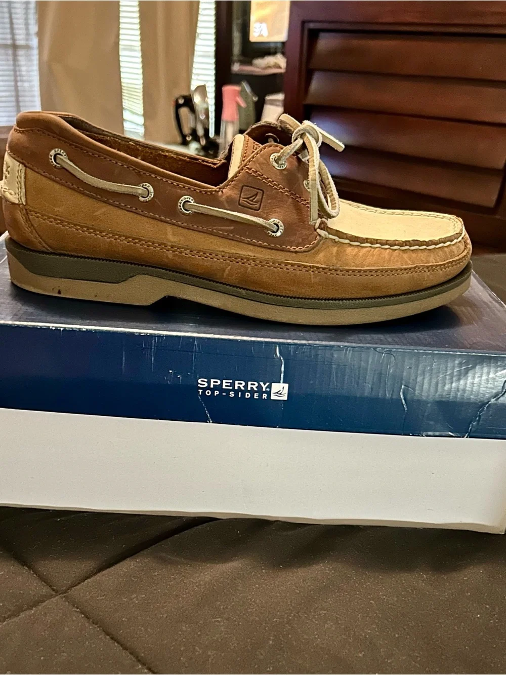 Sperry Two-Tone Tan & Brown Leather Boat Shoe - Men's